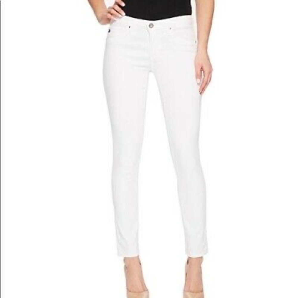 Ag The Stevie Ankle Slim Straight Leg White Jeans Gem